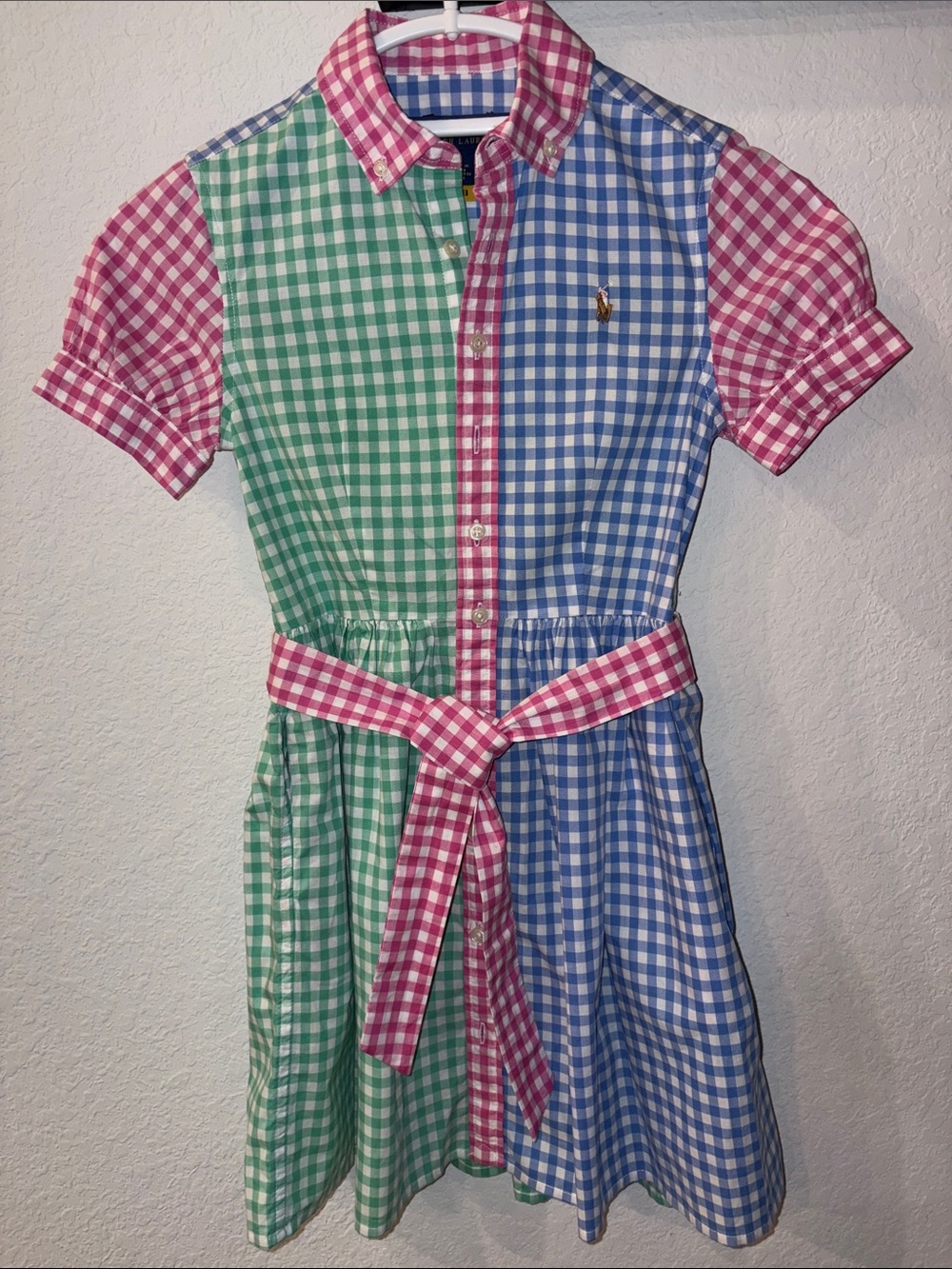 Ralph Lauren Pink, Green & Blue Gingham Shirt Dress